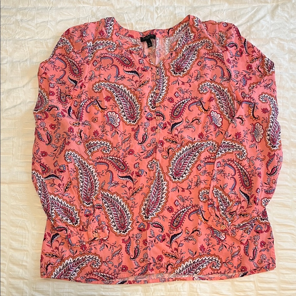 Talbots Coral Paisley Blouse